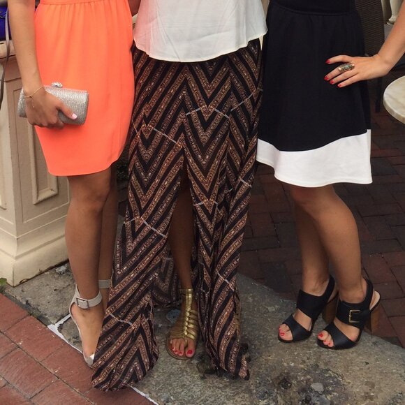 Astr Chevron Patterned Skirt - Black and Brown - Picture 3 of 3